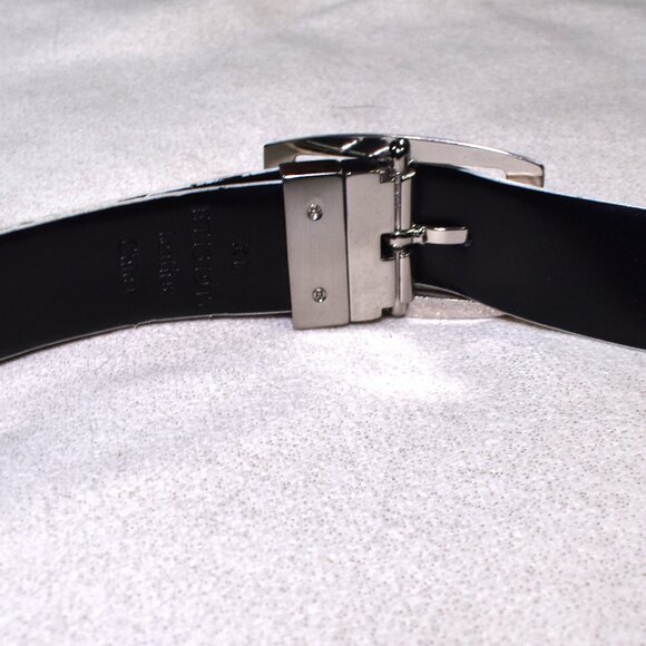 Womens White Snake-Embossed Leather Belt XL Silver Buckle - Picture 11 of 11